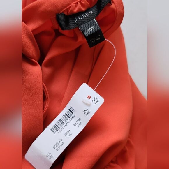 J. Crew Orange Turtle Neck Tie Top Size 10 Tall NWT - Picture 8 of 9